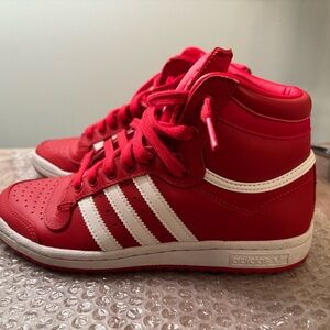 Adidas Kids Red and White Sneakers